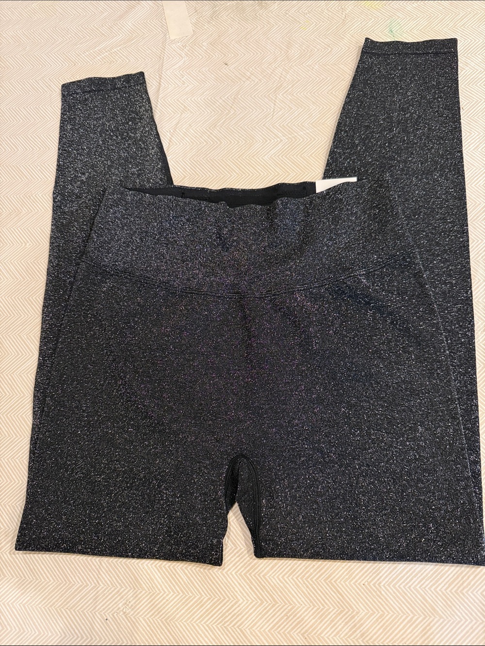 NWT - PINK Victoria's Secret Black Sparkle Leggings (sz - large)